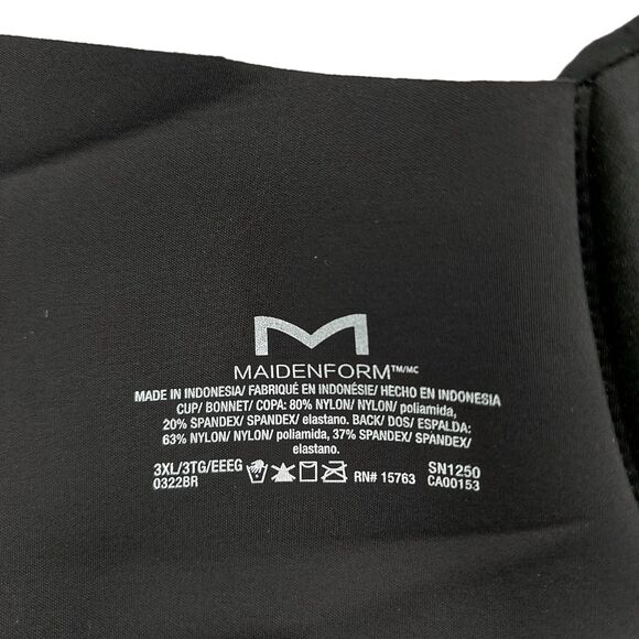 Maidenform Comfort Crush T-Shirt Bra Womens XXXL Black Wired Adjustable Strap - Picture 9 of 10